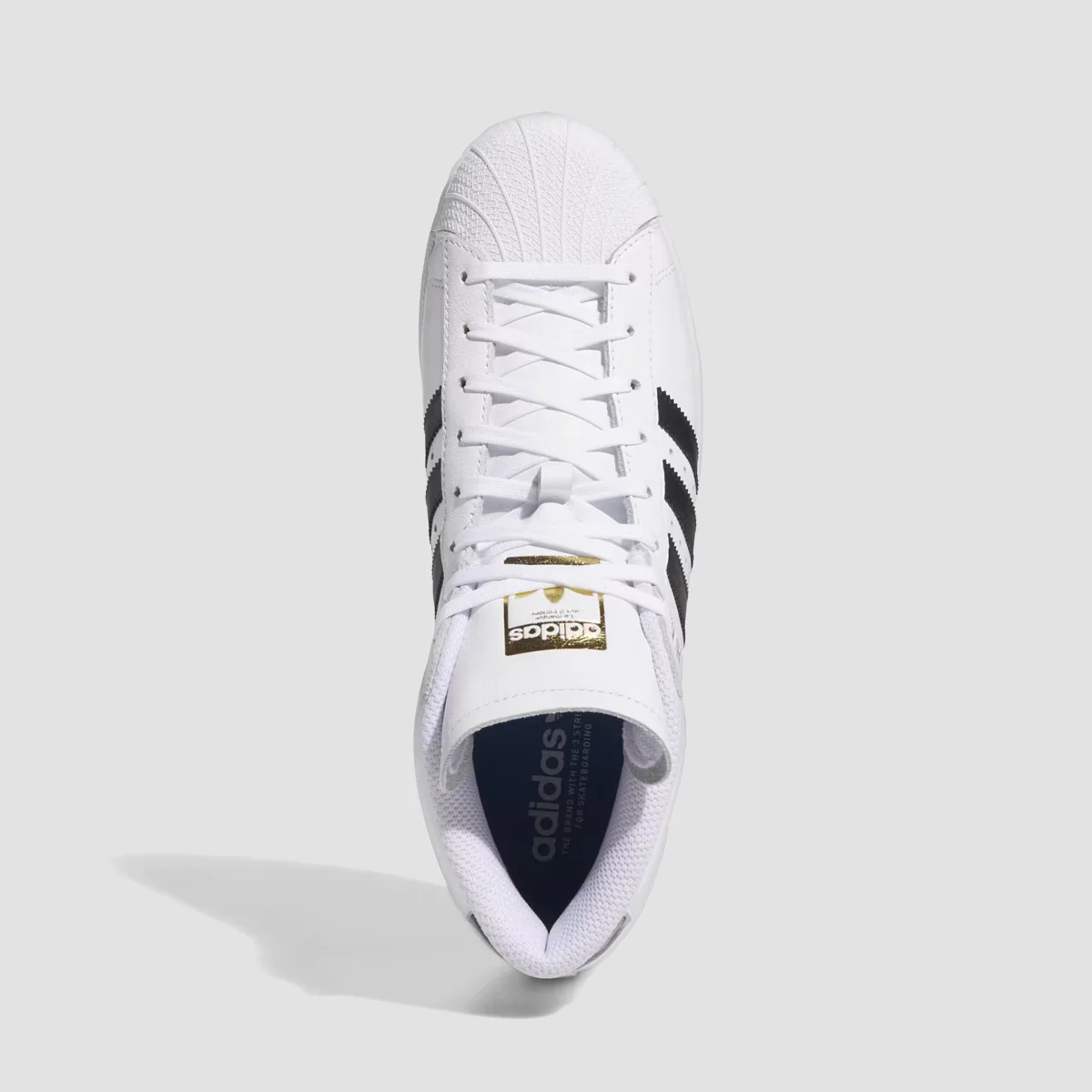 adidas Pro Model ADV Mid Top Shoes - Ftwr White/Core Black/Gold Met. - Image 2