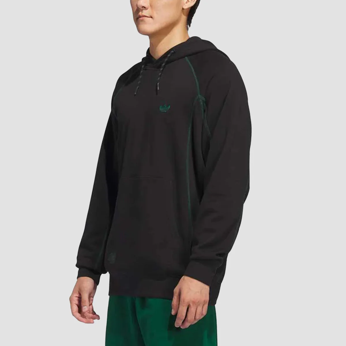 adidas Shmoofoil Featherweight Pullover Hoodie (Gender Neutral) Black/Dark Green - Image 2