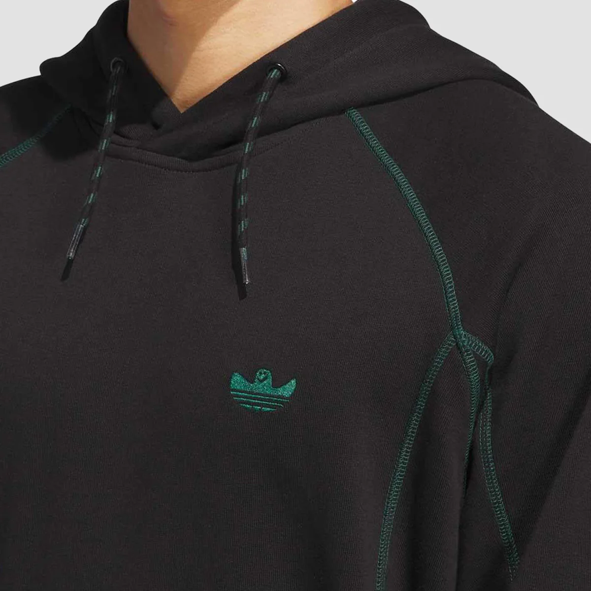 adidas Shmoofoil Featherweight Pullover Hoodie (Gender Neutral) Black/Dark Green - Image 3