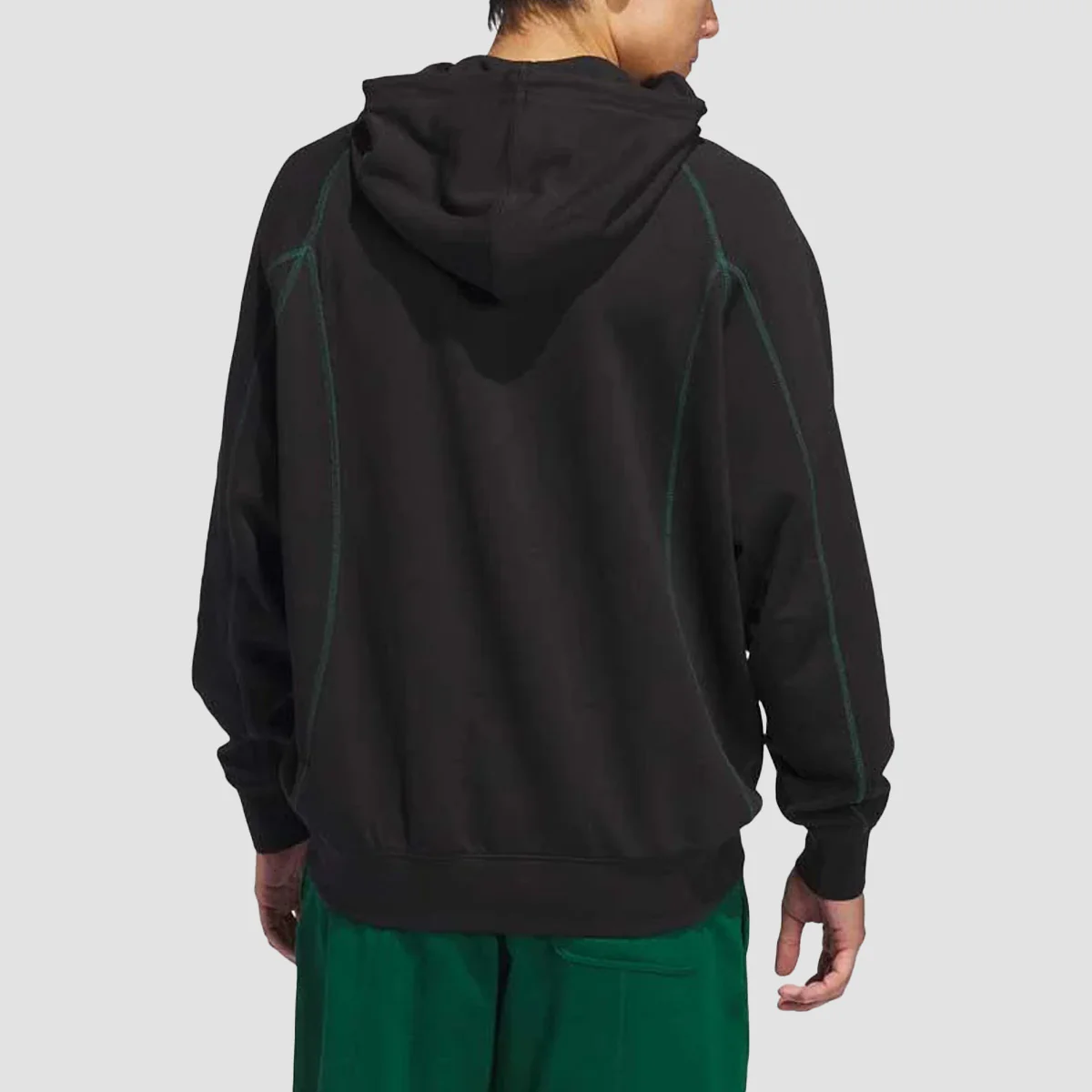 adidas Shmoofoil Featherweight Pullover Hoodie (Gender Neutral) Black/Dark Green - Image 4