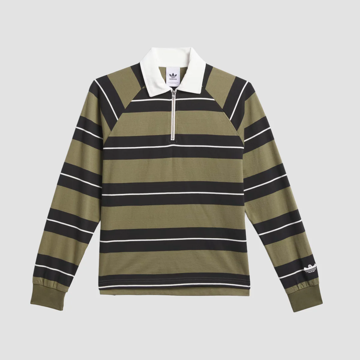 adidas Shmoofoil Longsleeve Rugby Shirt (Gender Neutral) Olive Strata/Black/Core White - Image 3