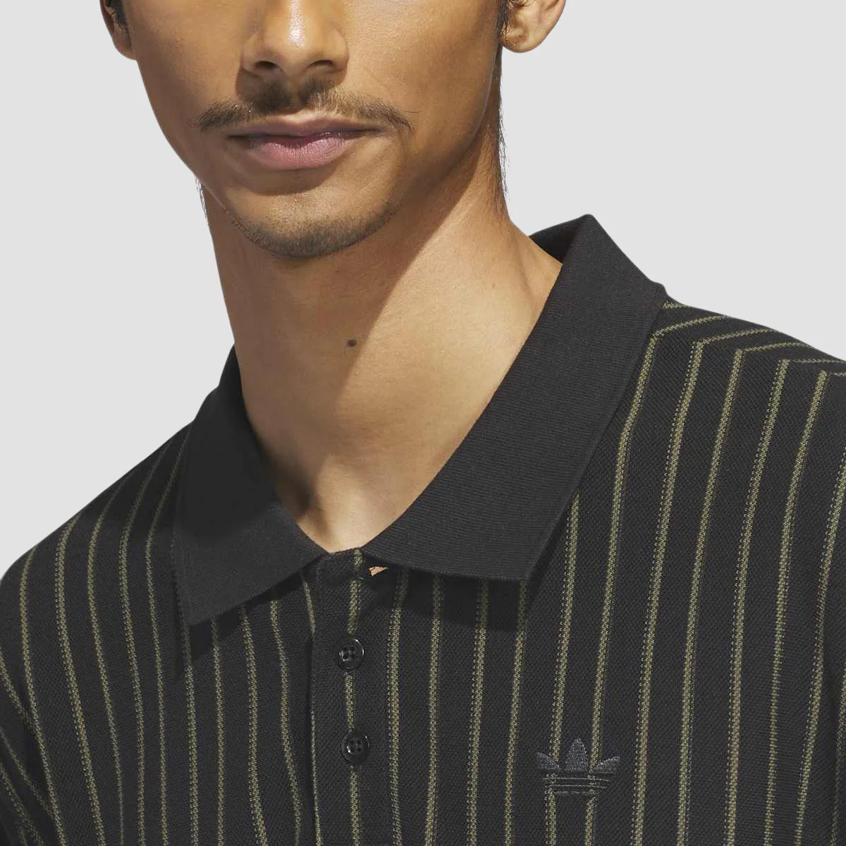 adidas Skateboarding Classic Short Sleeve Polo Shirt Black/Olive Strata - Image 3