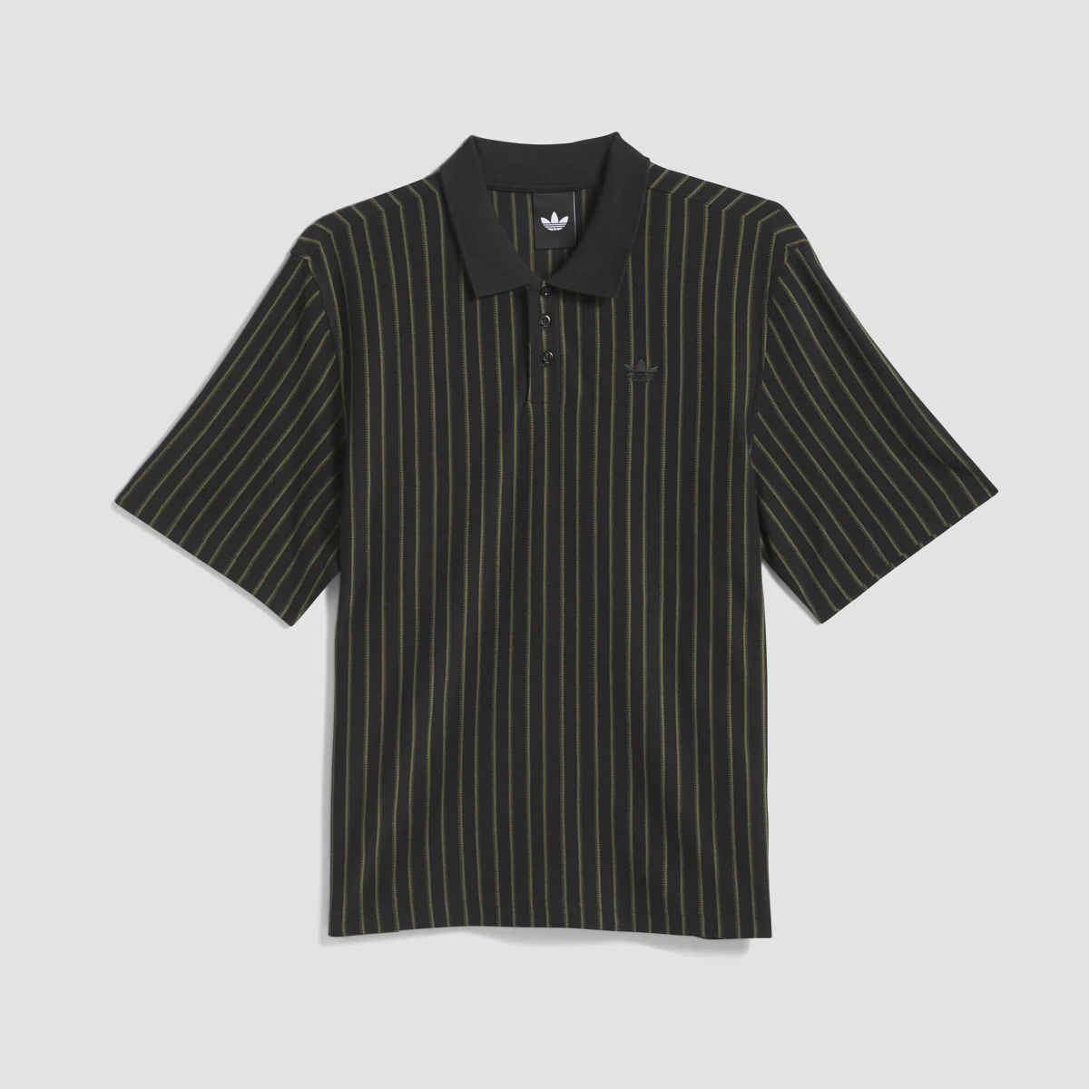 adidas Skateboarding Classic Short Sleeve Polo Shirt Black/Olive Strata - Image 4