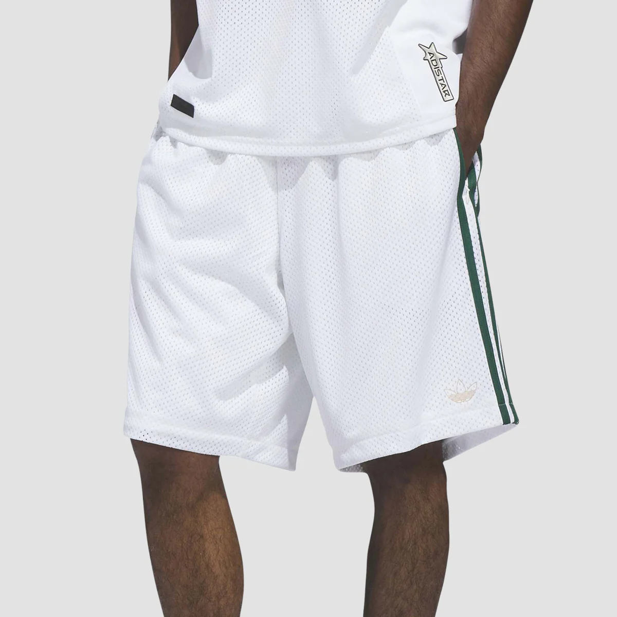 adidas Skateboarding X Tyshawn Bball Shorts White/Matte Gold/Collegiate Green