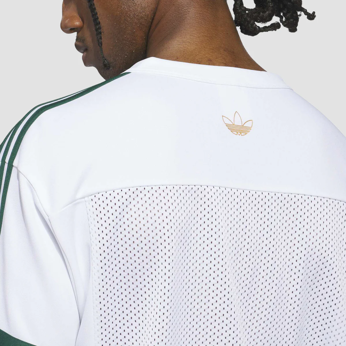adidas Skateboarding X Tyshawn Football Jersey T-Shirt White/Ice Gold Met./Collegiate Green - Image 4