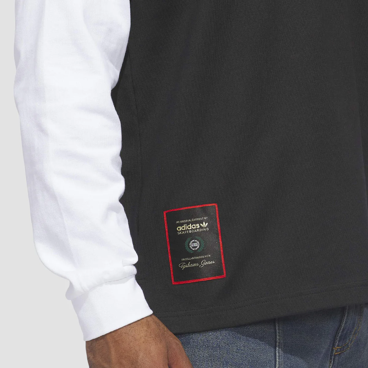adidas Skateboarding X Tyshawn Rugby Longsleeve Polo Shirt Black/White - Image 3