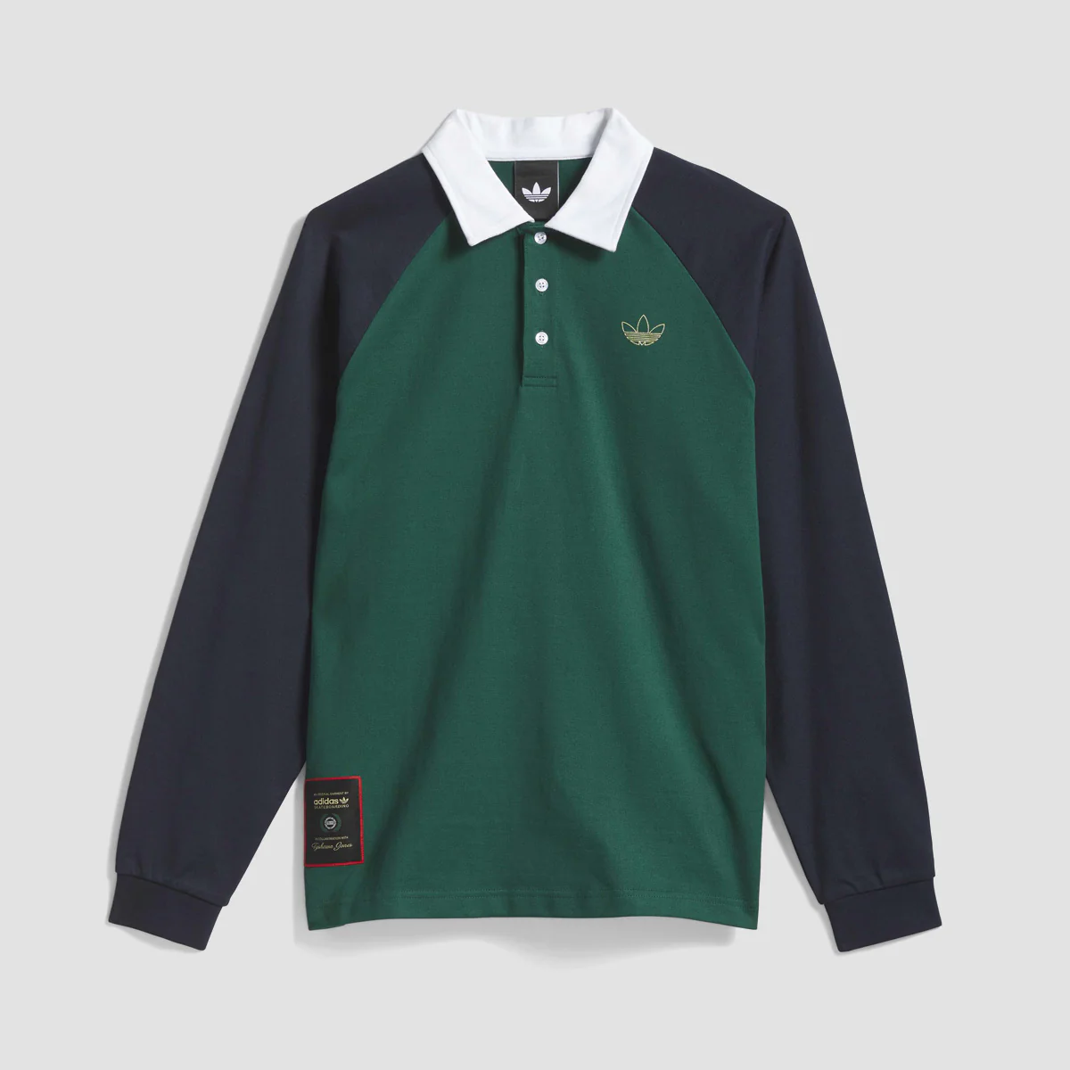 adidas Skateboarding X Tyshawn Rugby Longsleeve Polo Shirt Collegiate Green/Legend Ink - Image 4
