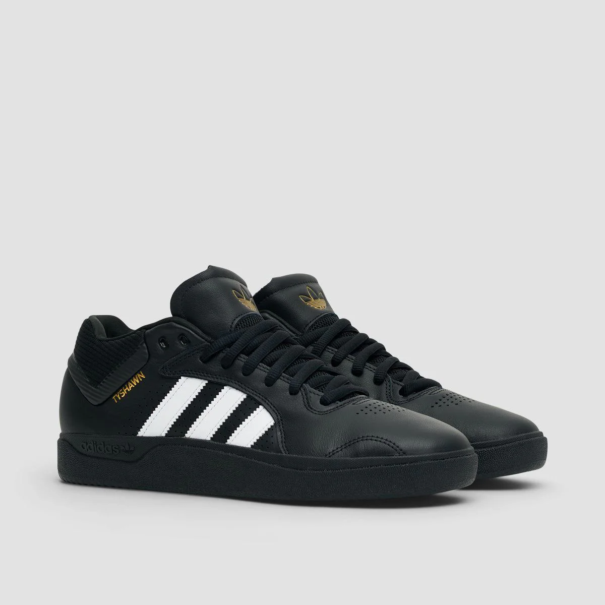 adidas Tyshawn Shoes - Core Black/Footwear White/Gold Metallic - Image 2