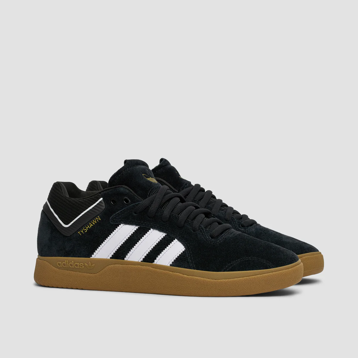 adidas Tyshawn Shoes - Core Black/Footwear White/Gold Metallic - Image 2