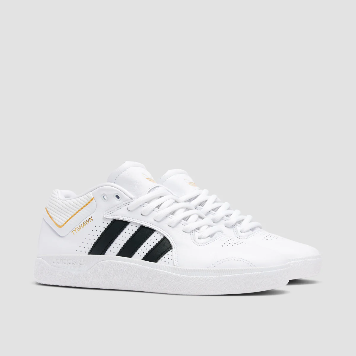adidas Tyshawn Mid Top Shoes - Ftwr White/Core Black/Gold Met - Image 2