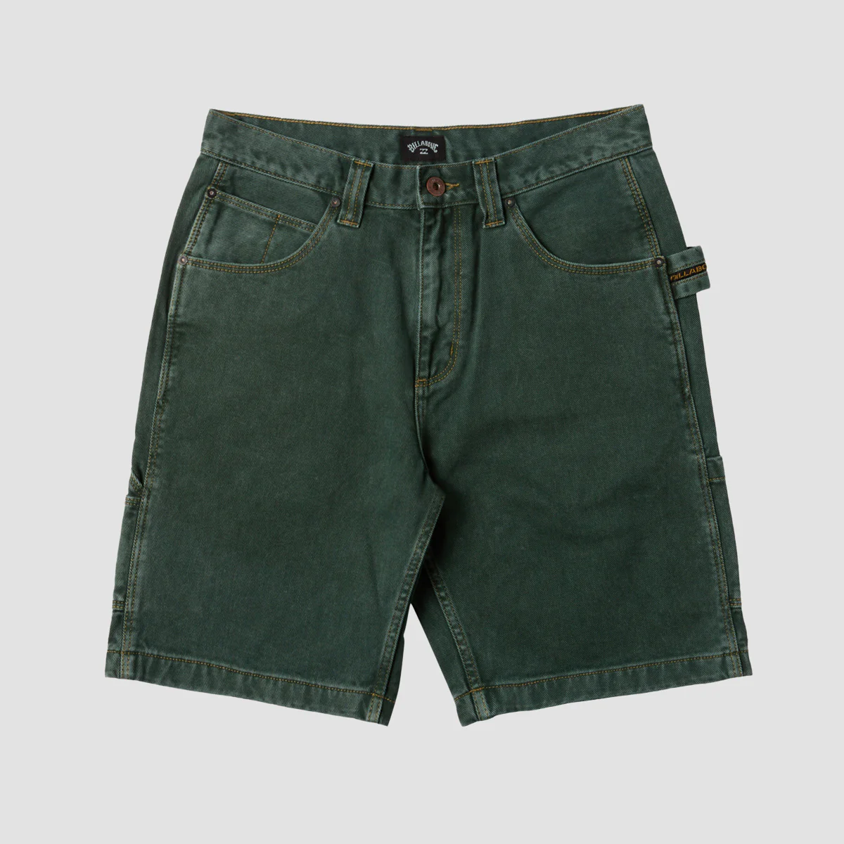 Billabong Bad Dog Workwear Denim Shorts Green Overdye - Image 3