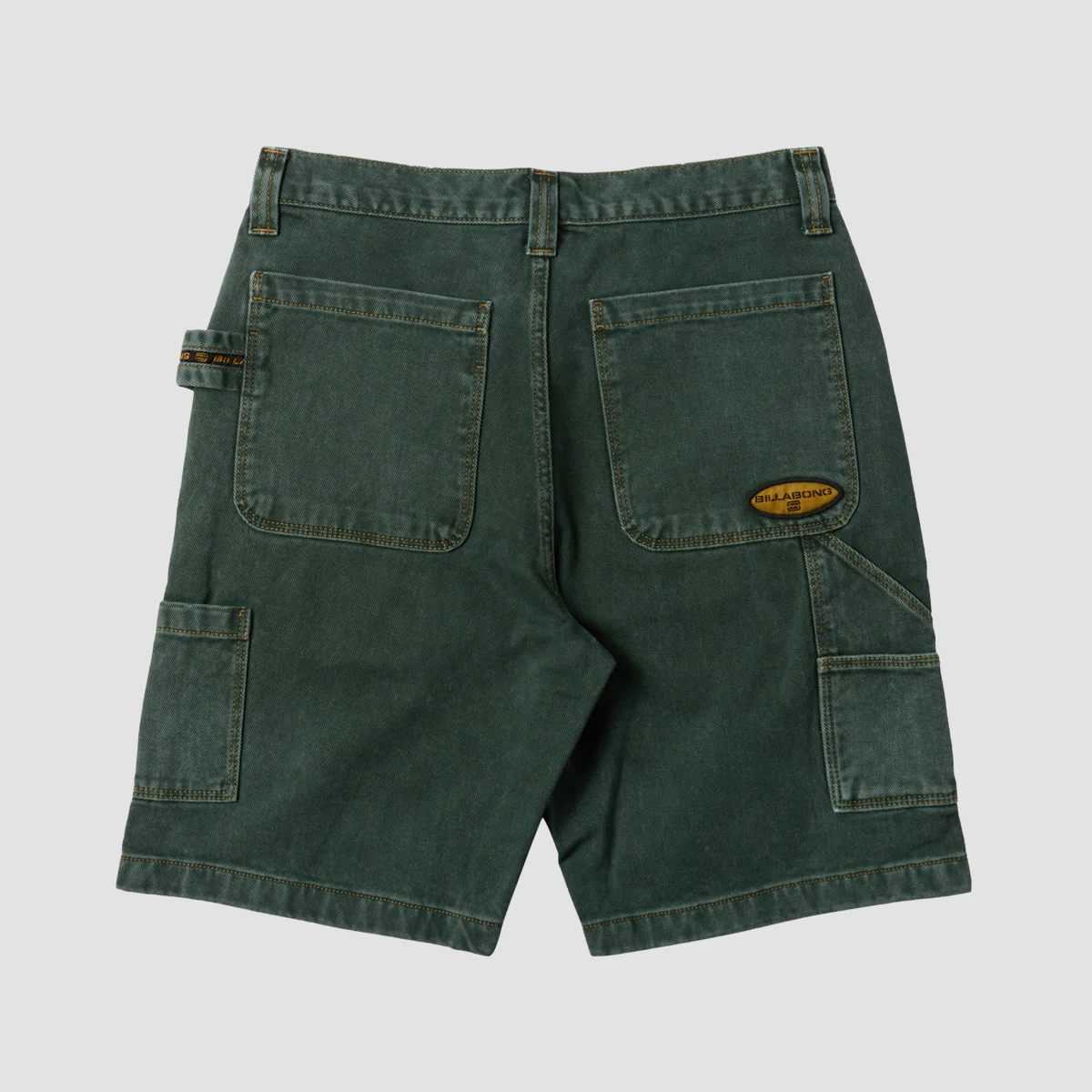 Billabong Bad Dog Workwear Denim Shorts Green Overdye - Image 4