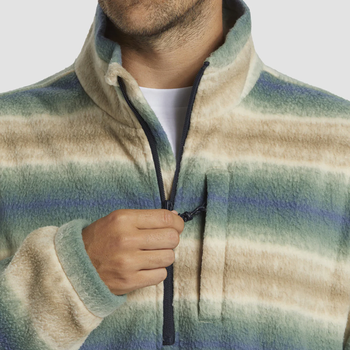 Billabong Boundary Half Zip Polar Fleece Sweatshirt Dune - Image 3