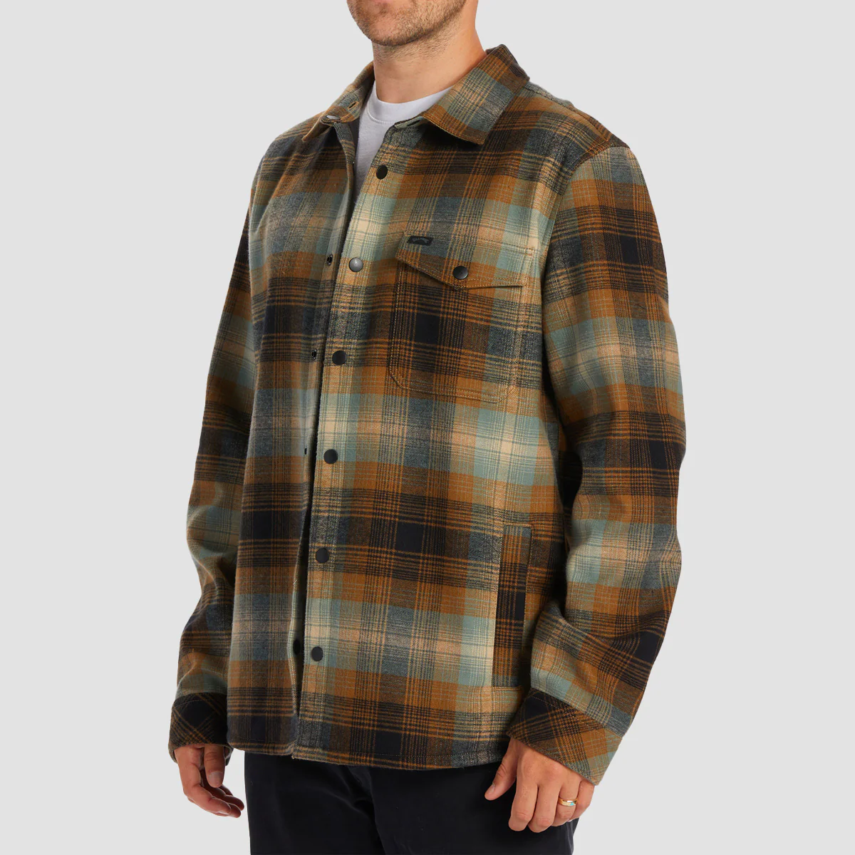 Billabong Furnace Bonded Longsleeve Flannel Shirt Dark Forest - Image 3