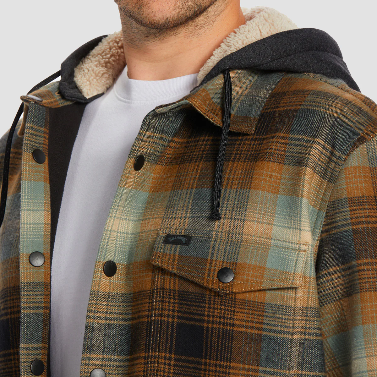 Billabong Furnace Bonded Longsleeve Flannel Shirt Dark Forest - Image 4
