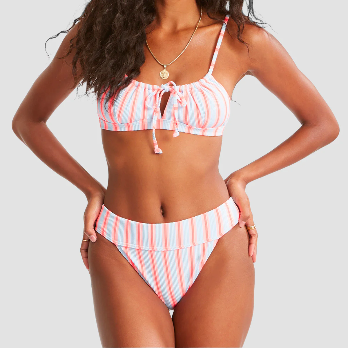 Billabong Surf Stripe Aruba Bikini Bottoms Morning Sky - Womens - Image 2