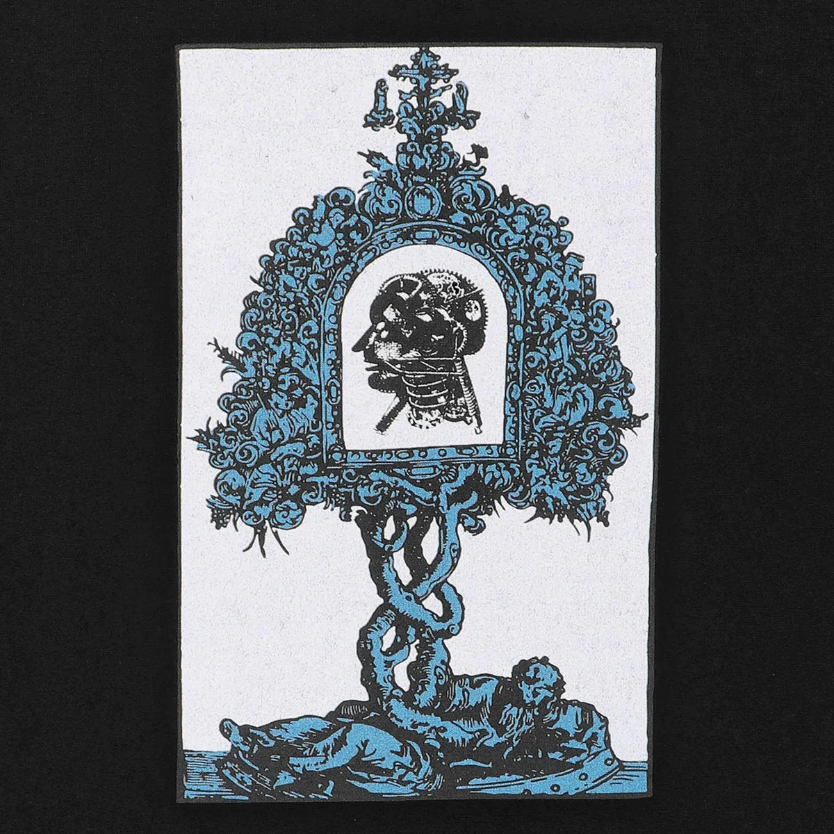 Blue Flowers Brain Tree Crew Sweatshirt Black - Image 2