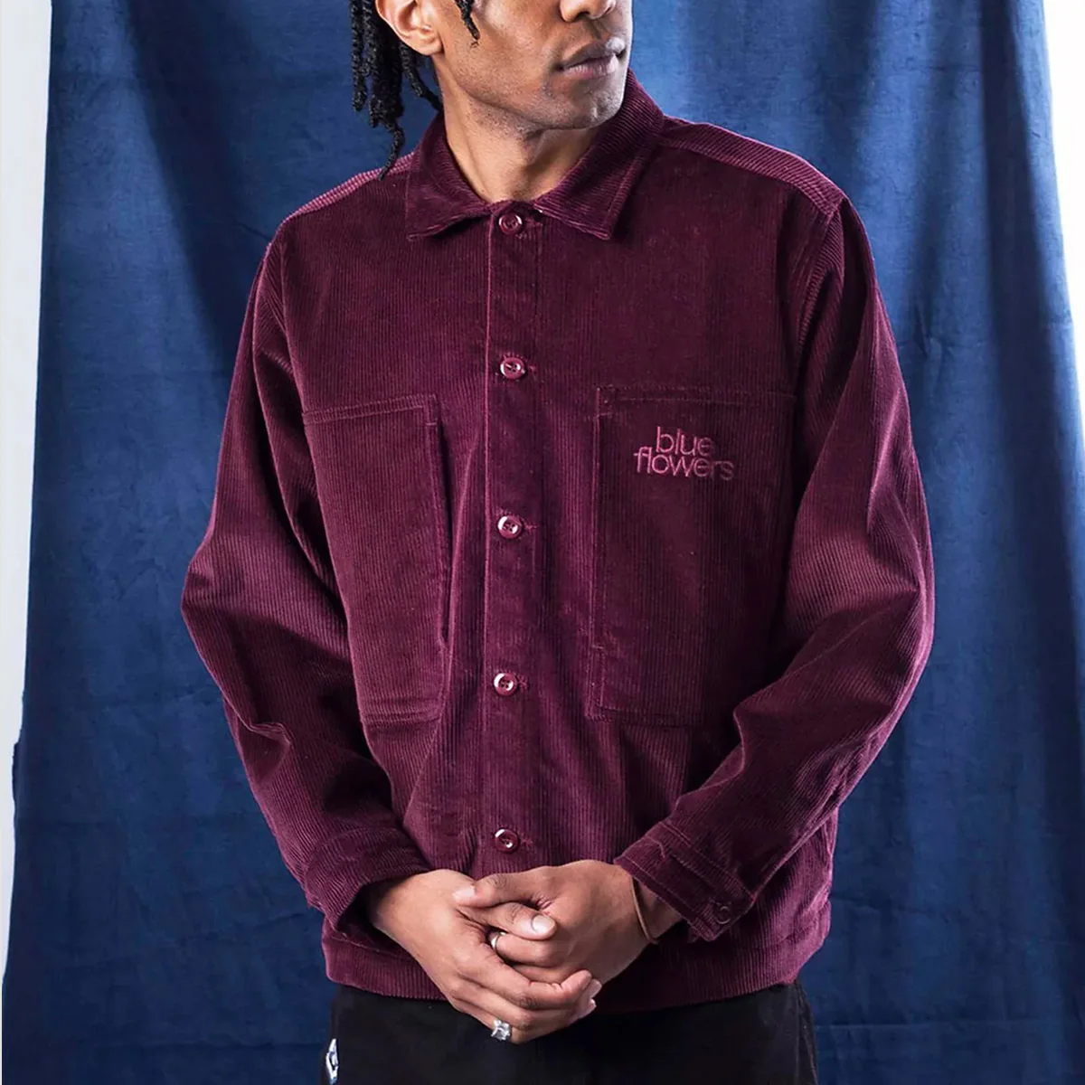 Blue Flowers Guernica Longsleeve Shirt Burgundy - Image 3