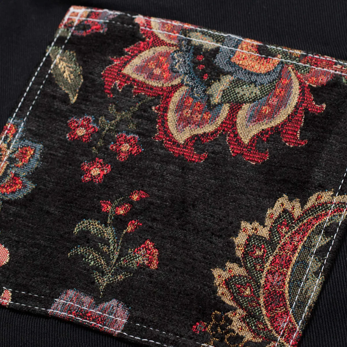 Blue Flowers Vision Chore Jacket Black - Image 3