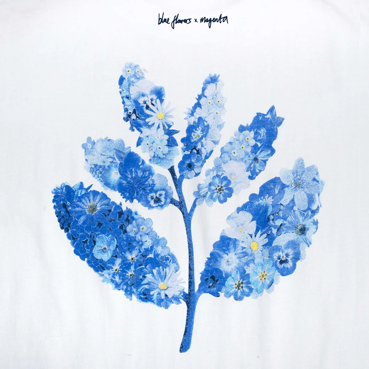 Blue Flowers x Magenta T-Shirt White - Image 3