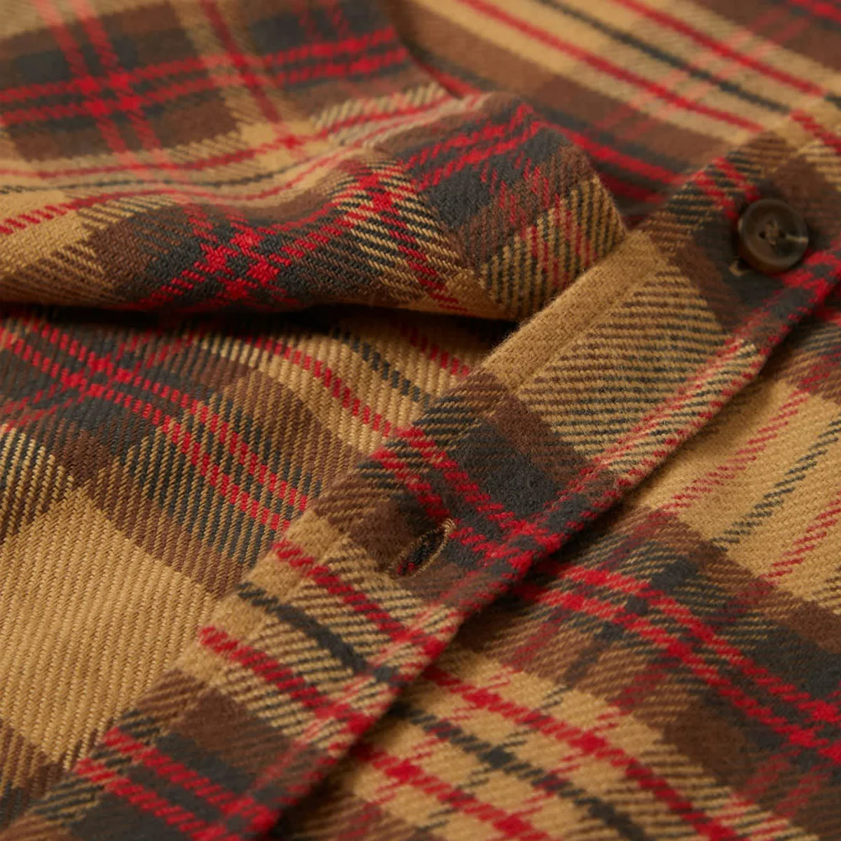 Brixton Bowery Flannel Longsleeve Shirt Curry/Washed Black/Crimson - Image 3