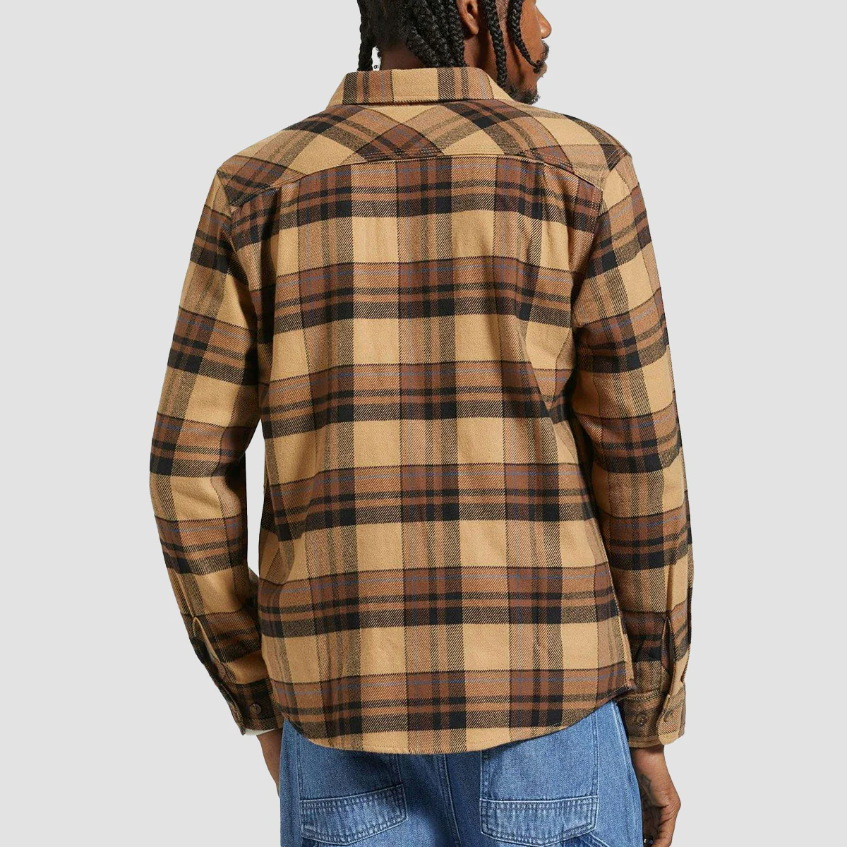 Brixton Bowery Flannel Longsleeve Shirt Tiger's Eye/Pinecone Brown/Washed Black - Image 2