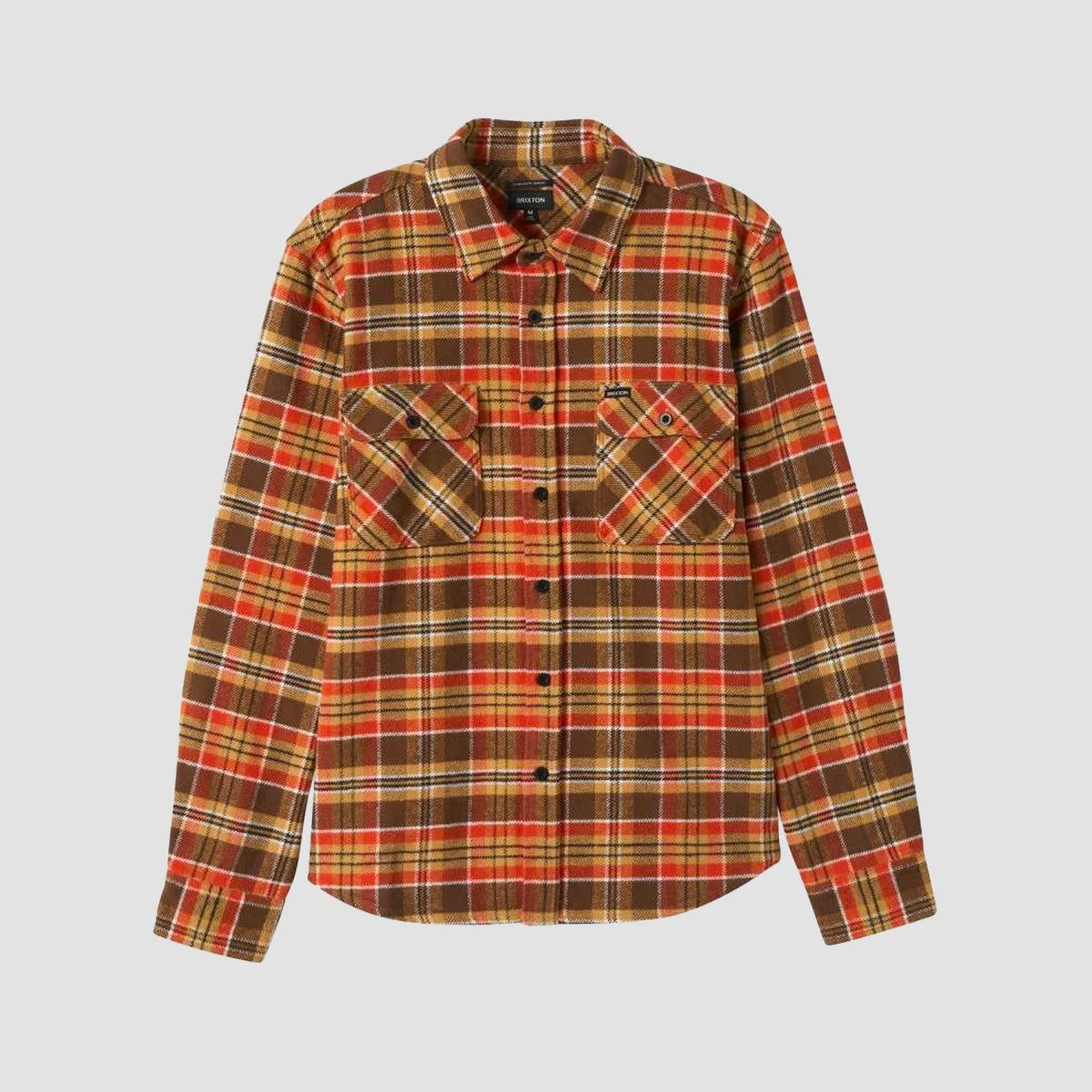 Brixton Bowery Heavyweight Longsleeve Flannel Shirt Desert Palm/Antelope/Burnt Red - Image 2