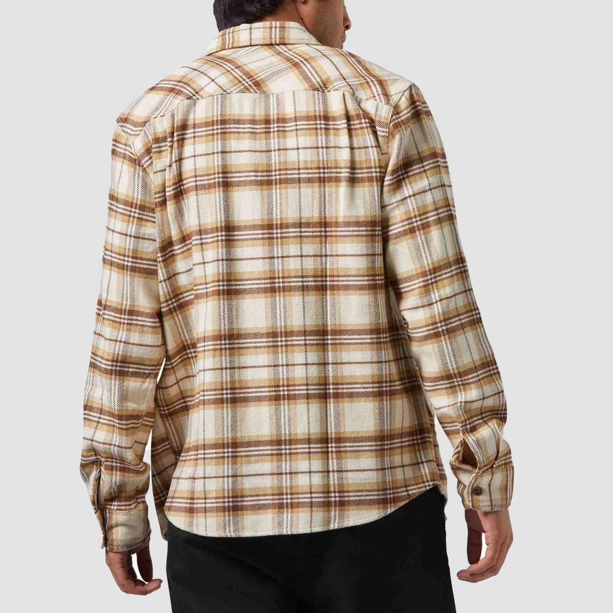 Brixton Bowery Longsleeve Flannel Shirt Whitecap/Sand/Pinecone Brown - Image 2