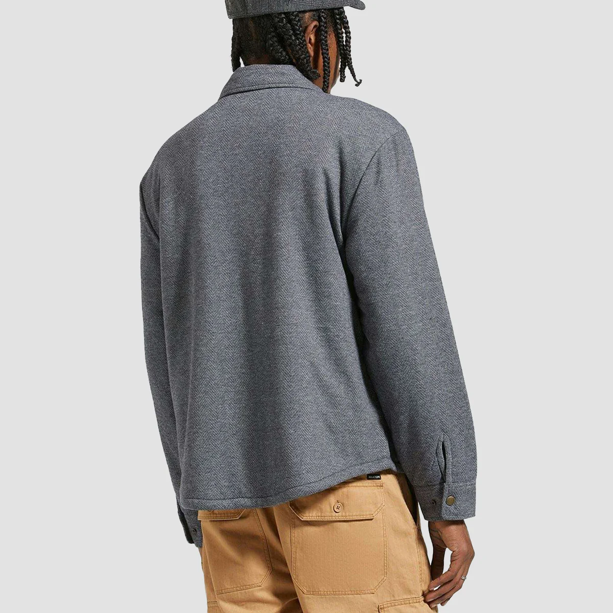 Brixton Durham Sherpa Lined Jacket Black Herringbone - Image 3