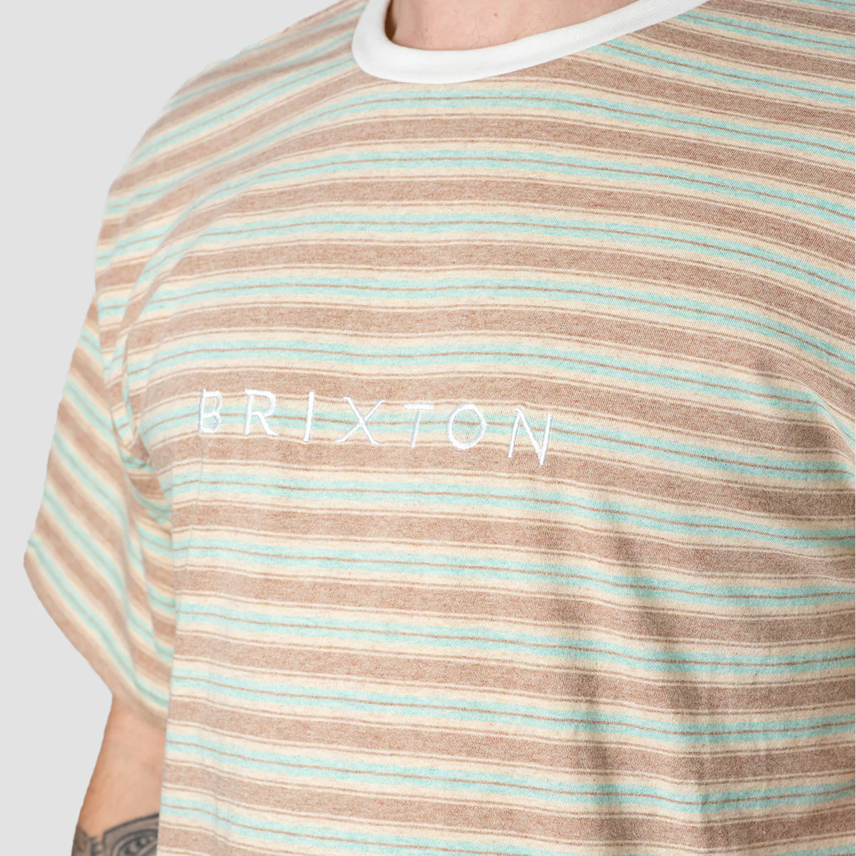 Brixton Hilt Alpha Line Knit T-Shirt Twig/Whitecap/Seafoam - Image 2