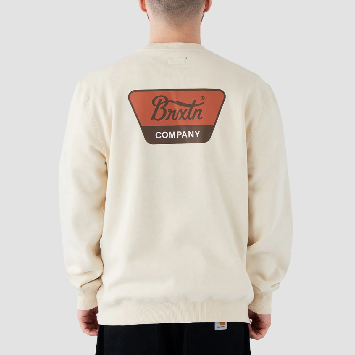 Brixton Linwood Crew Sweat Whitecap/Terracotta/Sepia - Image 2