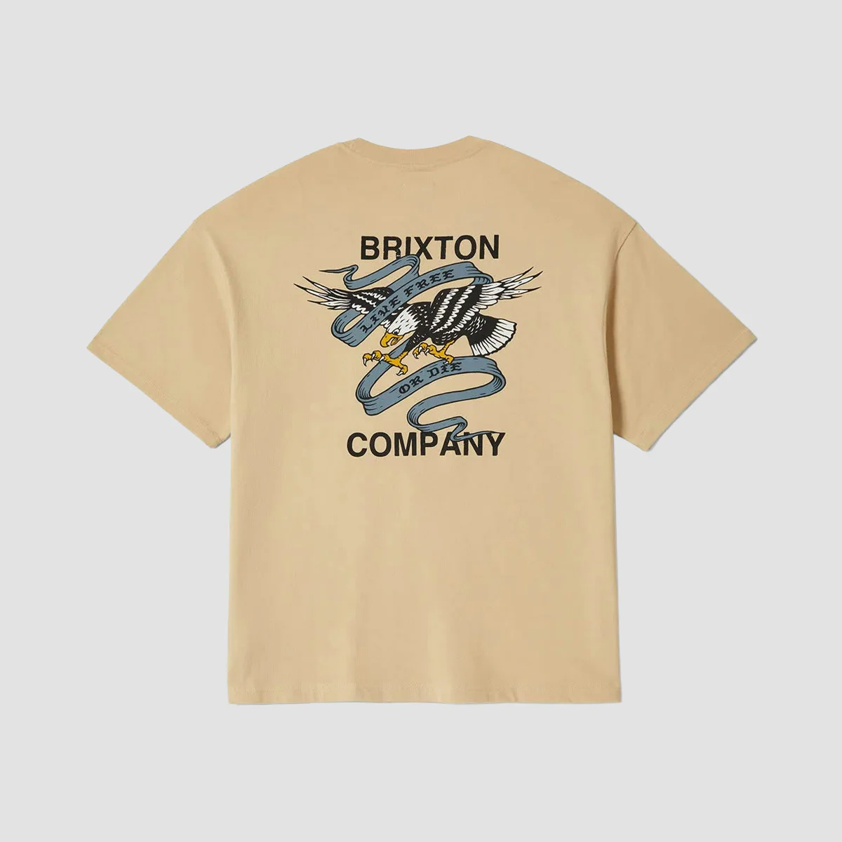 Brixton Live Free HW Relaxed T-Shirt Cream Classic Wash