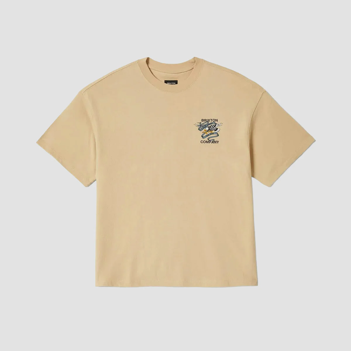 Brixton Live Free HW Relaxed T-Shirt Cream Classic Wash - Image 2
