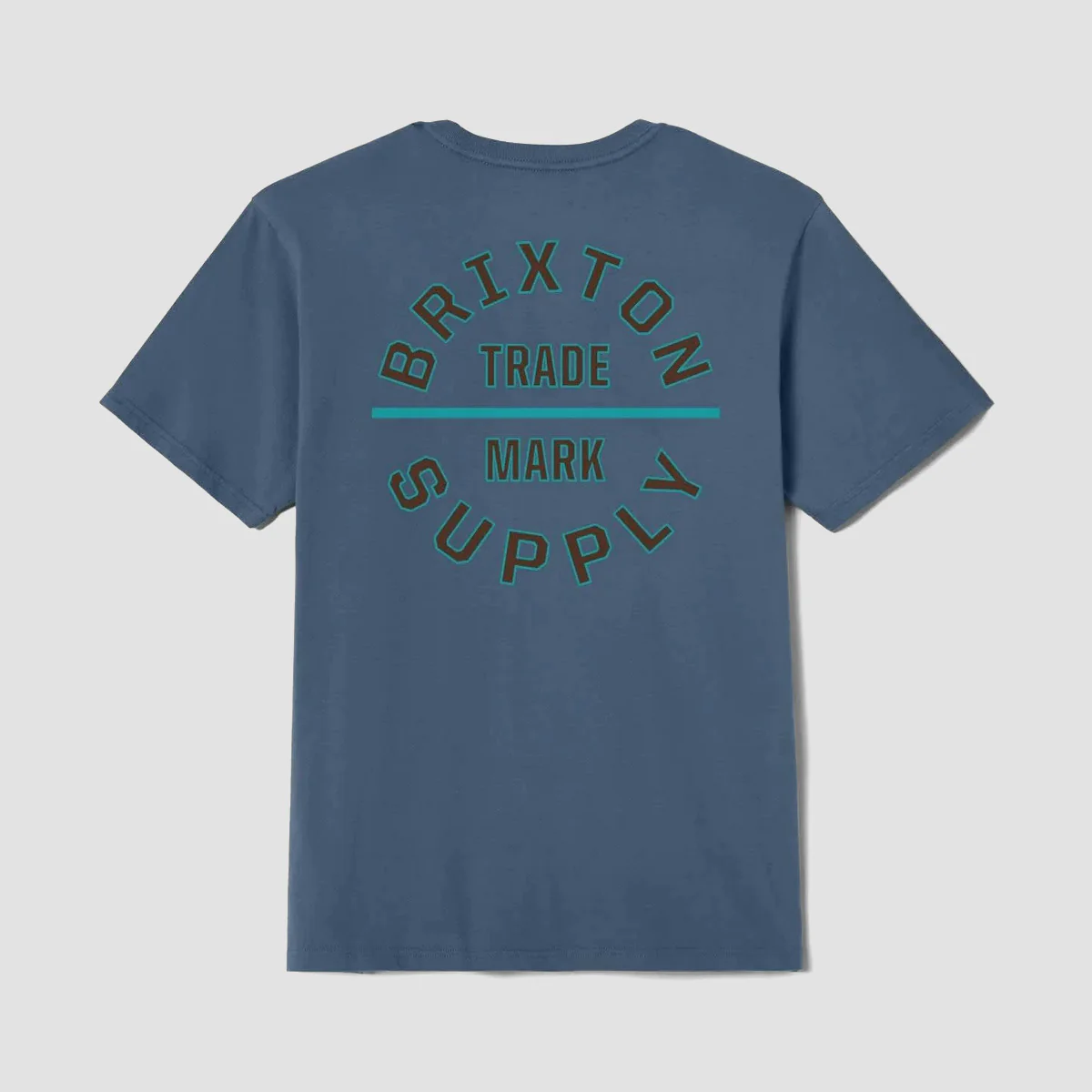 Brixton Oath V T-Shirt Harbor Blue/Dk Brown/Teal - Image 2