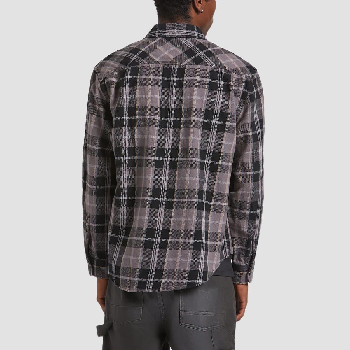 Brixton Vintage Wash Flannel Longsleeve Shirt Black/Charcoal Beige/Slate - Image 2