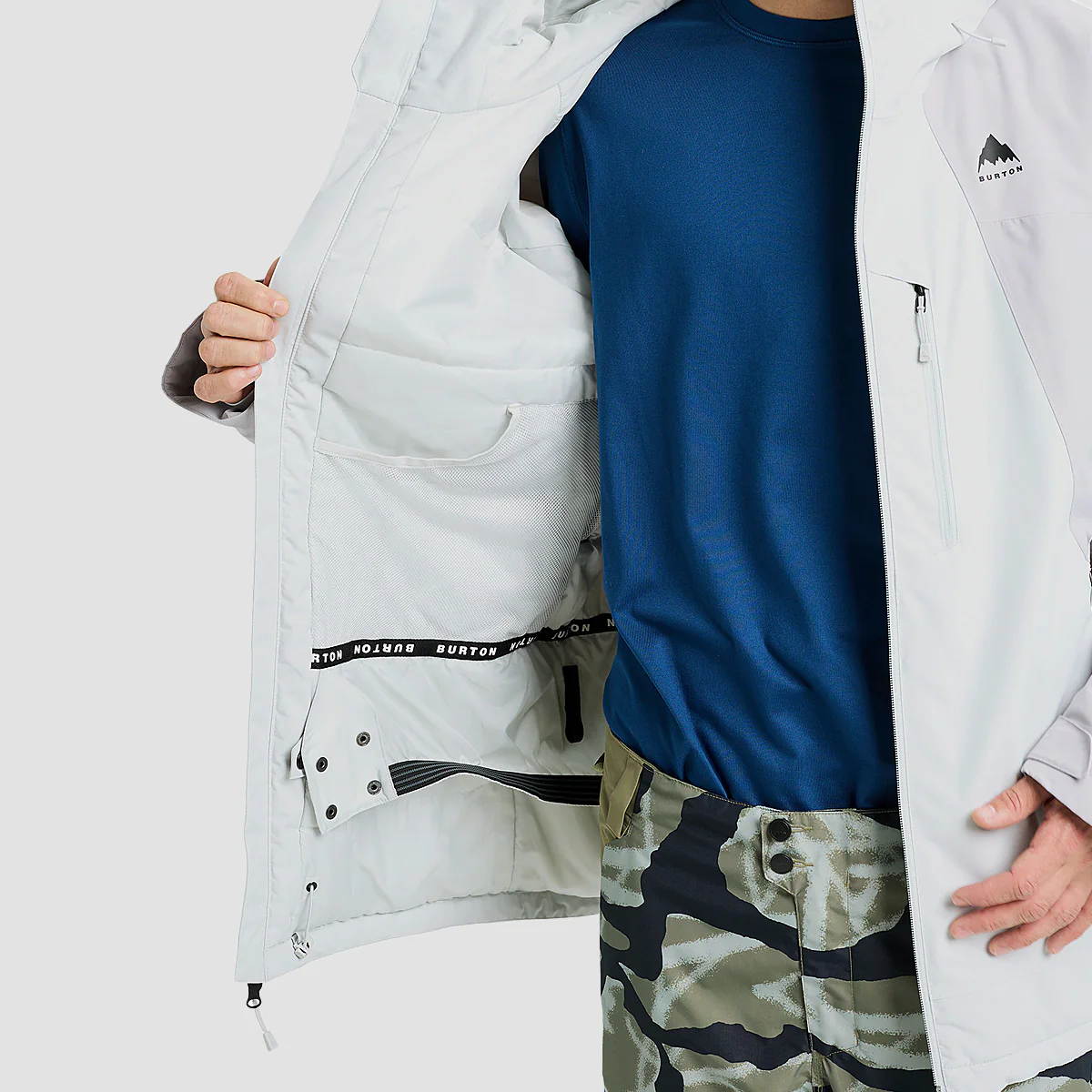 Burton Reserve 2L Insulated Snow Jacket Gray Cloud/Washed Lavender - Image 3