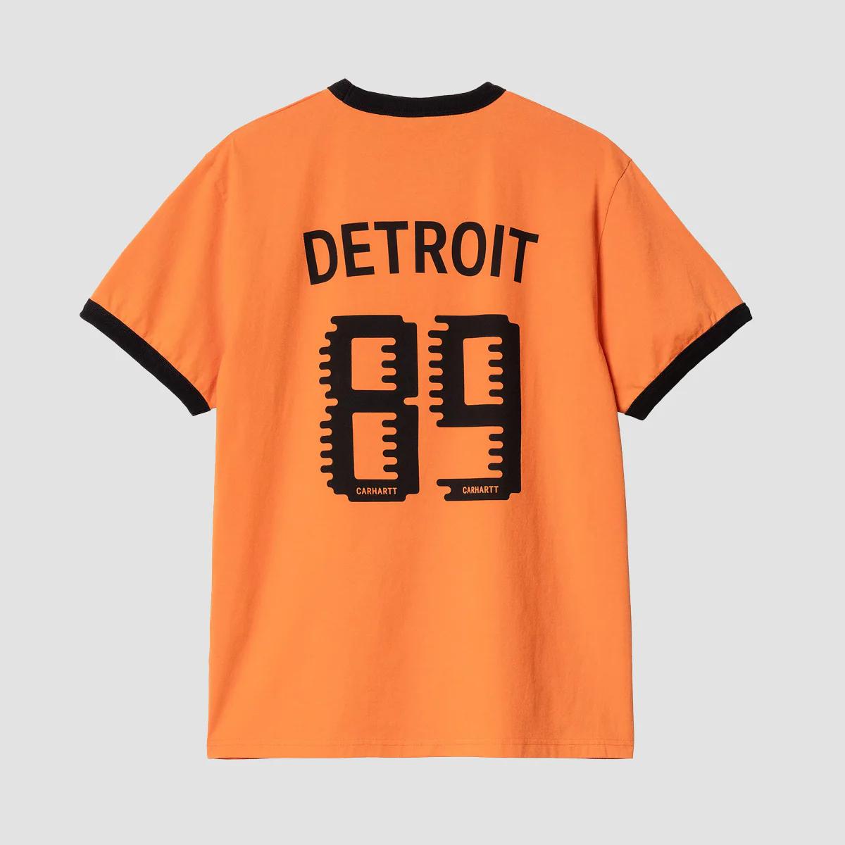 Carhartt WIP 89 Ringer T-Shirt Pumpkin/Black Heavy Enzyme Wash - Image 2