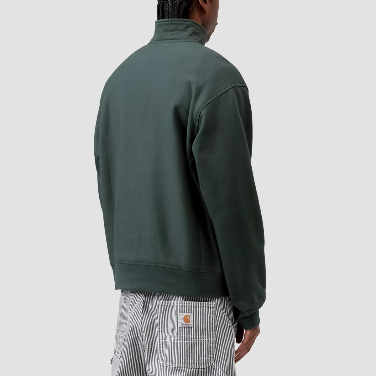 Carhartt WIP American Script Half Zip Sweatshirt Kale Green - Image 2