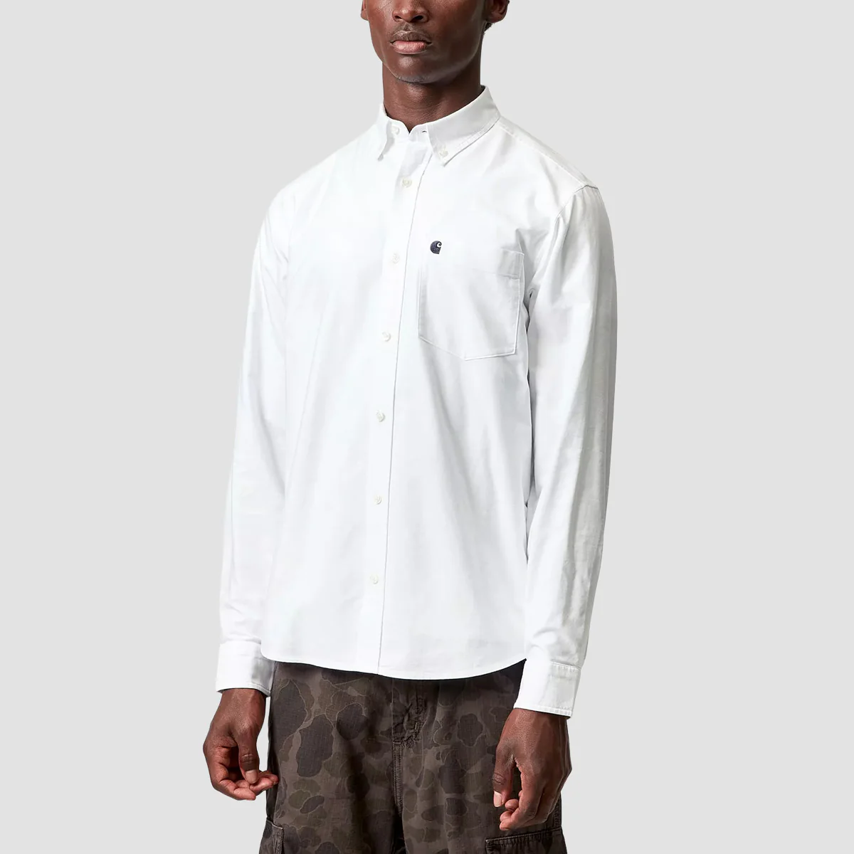 Carhartt WIP C-Logo Longsleeve Shirt White/Dark Navy