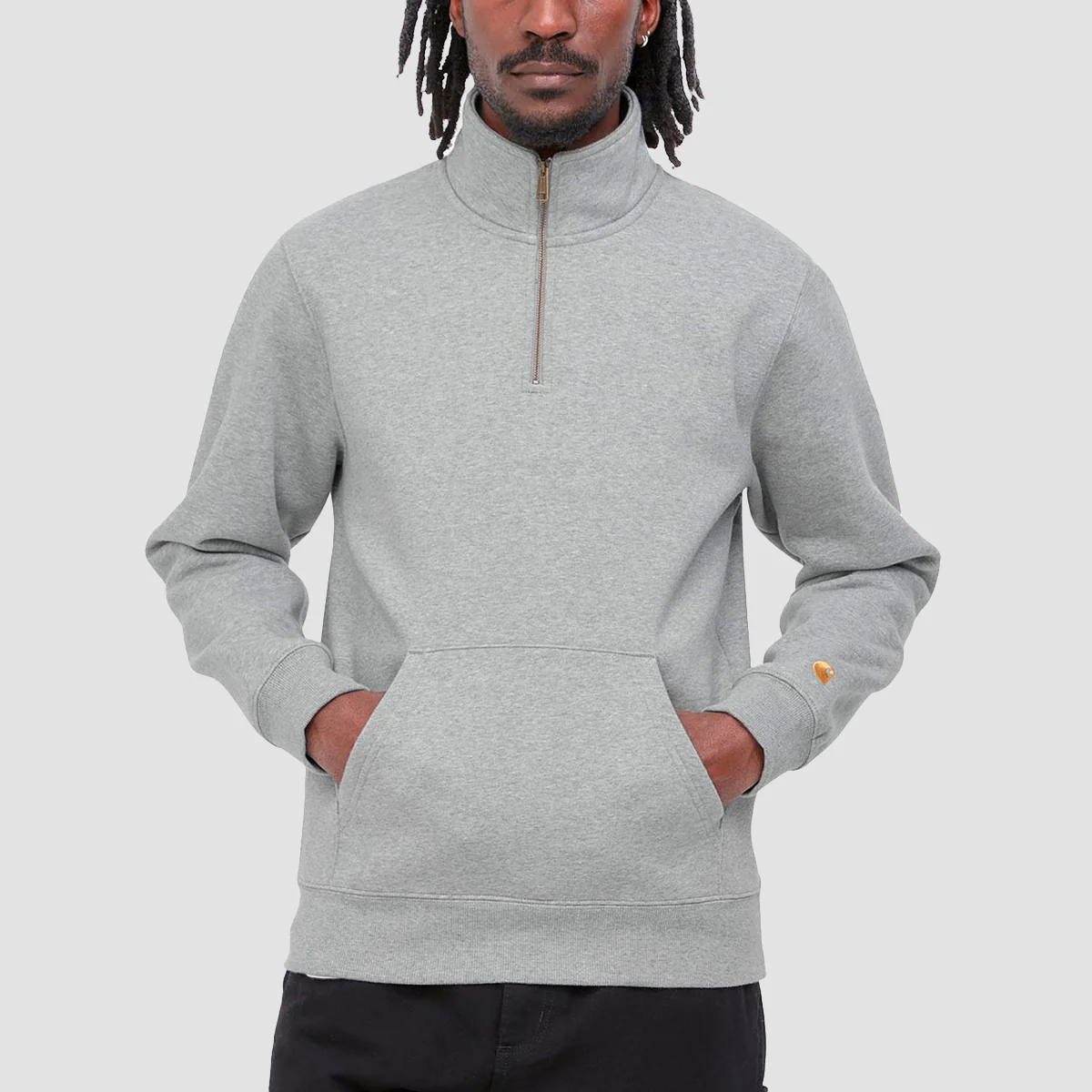 Carhartt WIP Chase Neck Zip Sweat Grey Heather/Gold