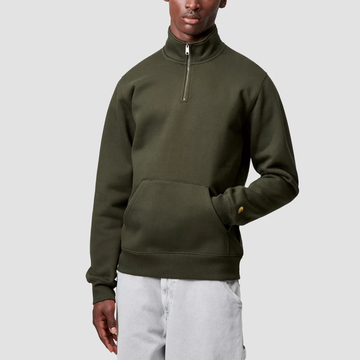 Carhartt WIP Chase Neck Zip Sweatshirt Olive/Gold