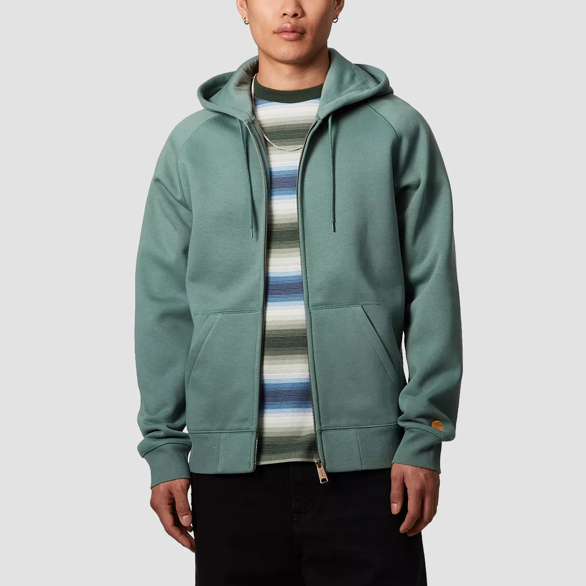 Carhartt WIP Chase Zip Hoodie Silver Pine/Gold