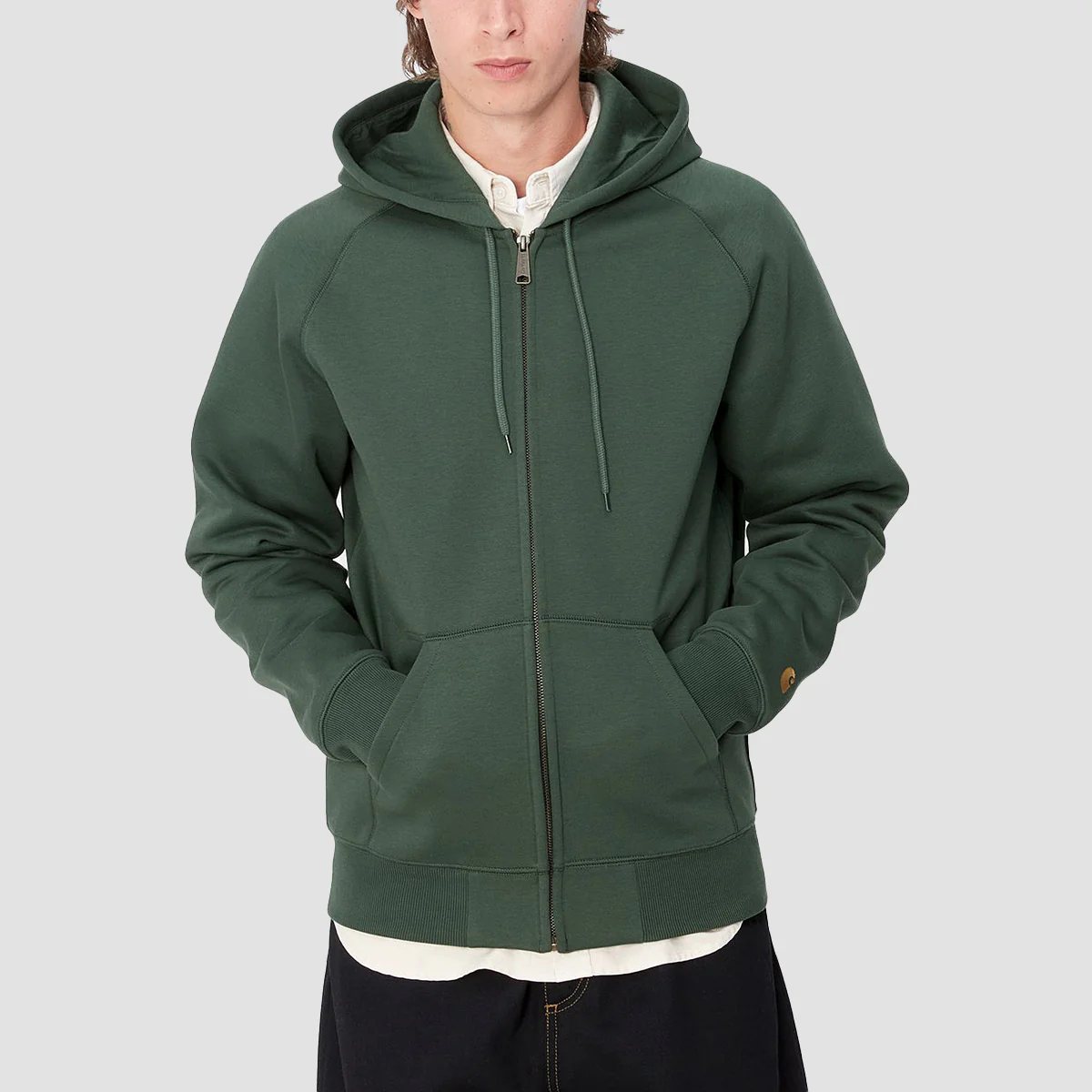 Carhartt WIP Chase Zip Hoodie Sycamore Tree/Gold - Image 2