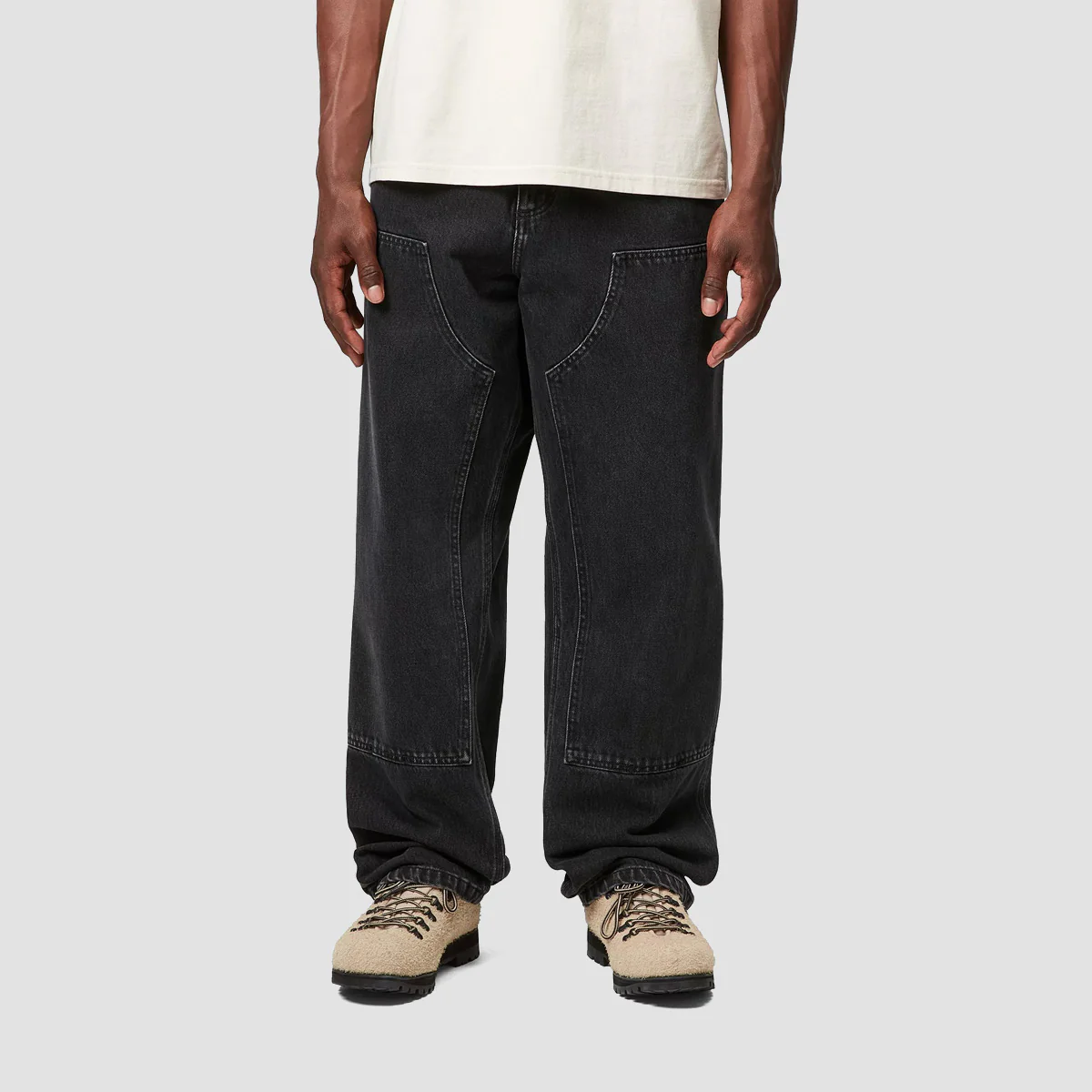 Carhartt WIP Double Knee Relaxed Fit Jeans Black Stone Washed