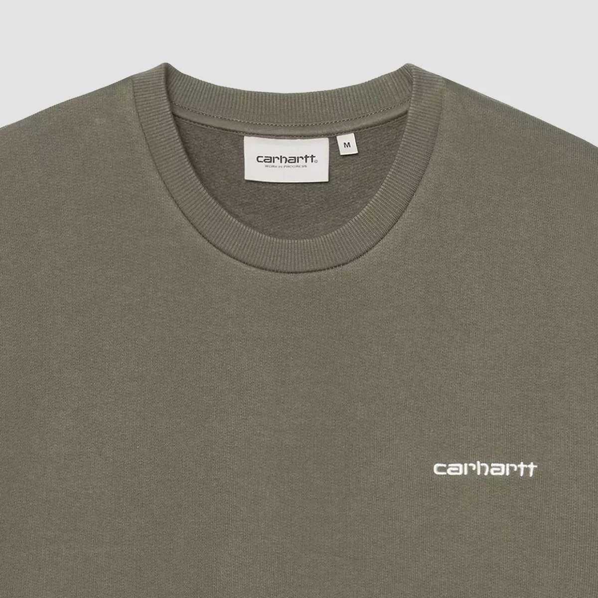 Carhartt WIP Script Embroidery Crew Sweatshirt Leaf/White - Image 2