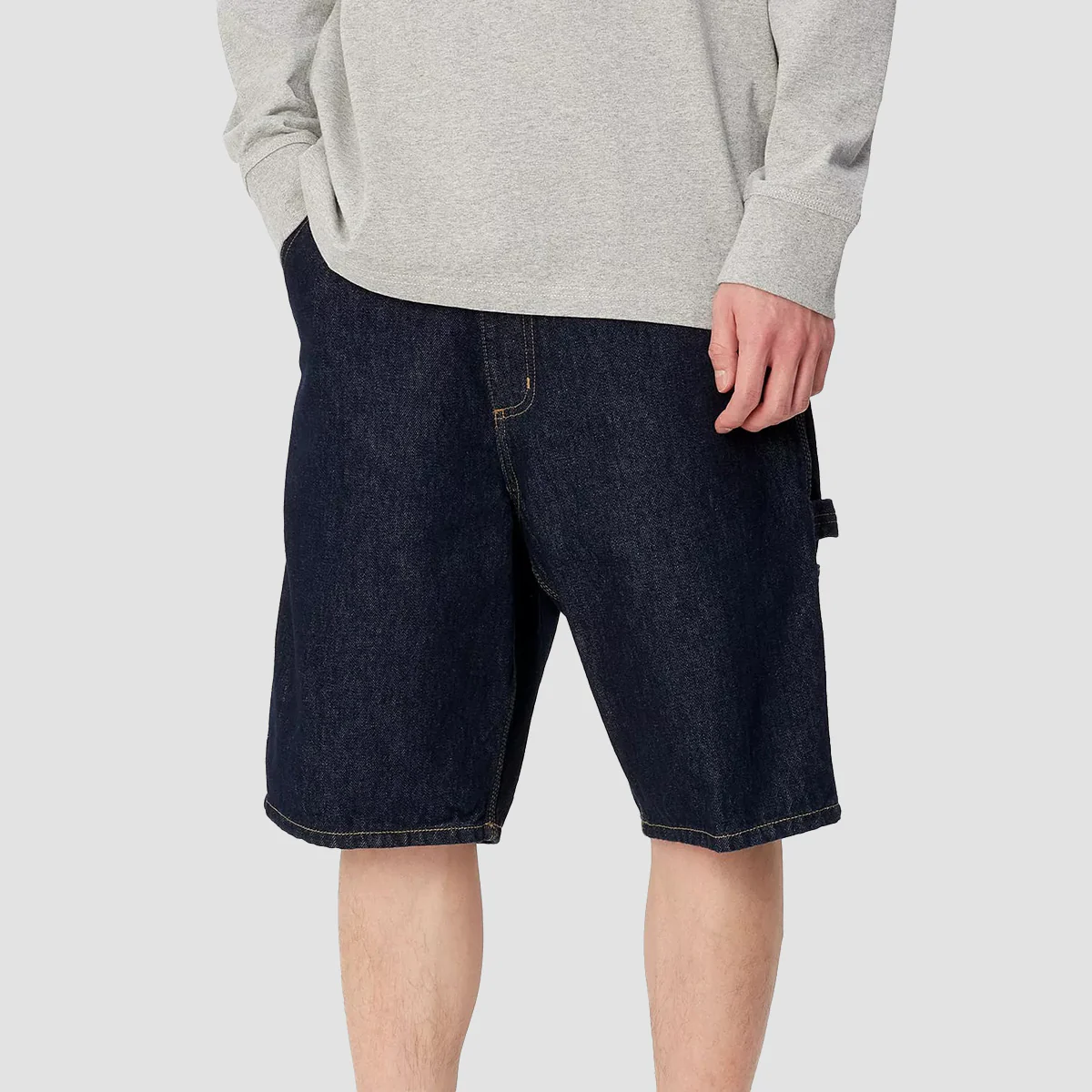 Carhartt WIP Single Knee Denim Shorts Blue Rinsed - Image 2