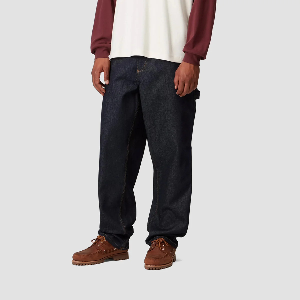 Carhartt WIP Single Knee Relaxed Straight Fit Jeans Blue Rigid