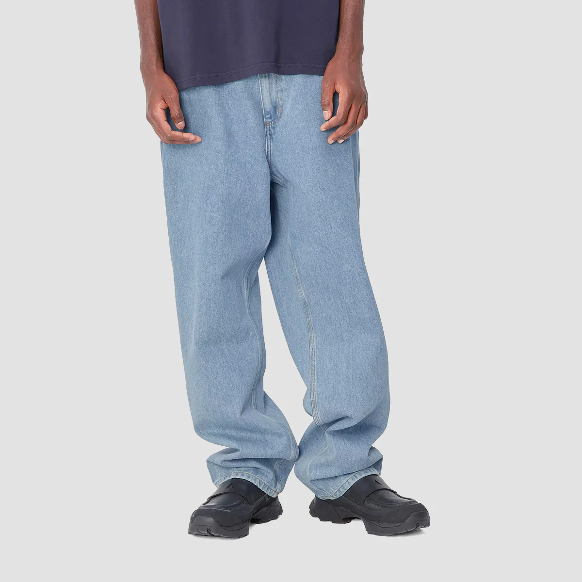 Carhartt WIP Single Knee Relaxed Straight Fit Jeans Blue Stone Bleached - Image 2