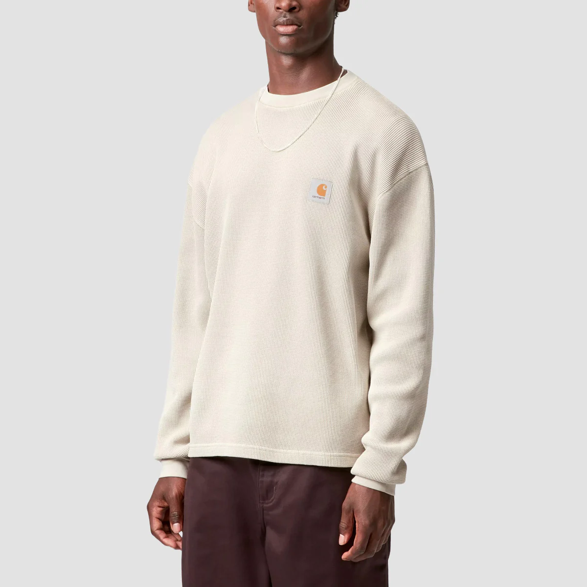 Carhartt WIP Vista Waffle Longsleeve T-Shirt Fleur De Sel Garment Dyed
