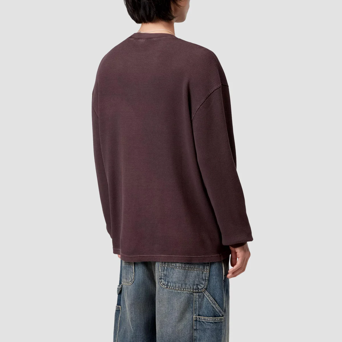 Carhartt WIP Vista Waffle Longsleeve T-Shirt Palisander Garment Dyed - Image 2